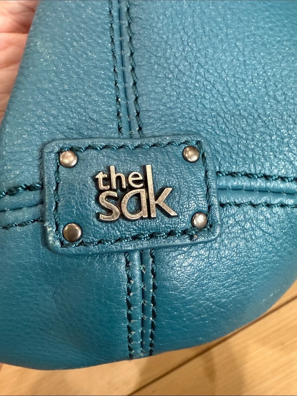 The Sak Teal Pebbled Leather Hobo Shoulder Bag